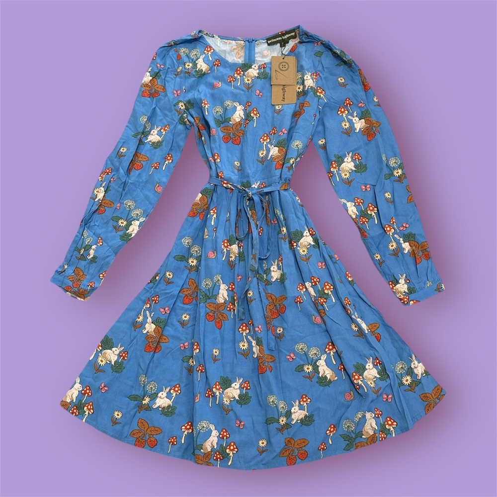 Princess Highway Woodland Blue Pleated Midi Dress